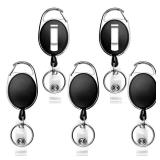 Teskyer Badge Reel, Pack Retractable Badge Holders with Carabiner Belt Clip and Key Ring for ID Card Holder and Keychain