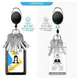 Teskyer Badge Reel, Pack Retractable Badge Holders with Carabiner Belt Clip and Key Ring for ID Card Holder and Keychain