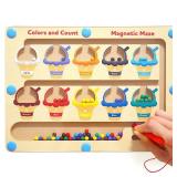 Nawchedo Magnetic Color and Number Maze - Toddler Toys for 3 4 5 Year Old, Wooden Color Matching & Counting Puzzle Board-Toddler Fine Motor Skills Learning Toys Holiday & Birthday Gifts for Kids