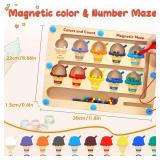 Nawchedo Magnetic Color and Number Maze - Toddler Toys for 3 4 5 Year Old, Wooden Color Matching & Counting Puzzle Board-Toddler Fine Motor Skills Learning Toys Holiday & Birthday Gifts for Kids