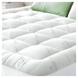 Ultra Soft Full Size Mattress Topper - Viscose Made from Bamboo Pillow Top Mattress Pad for Back Pain Relief - Naturally Cooling for Hot Sleepers, White