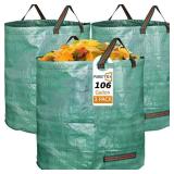 RISETEX Leaf Collector 3-Pack | 106Gal Eco-Friendly Reusable Leaf Bags | Heavy-Duty Self-Standing Yard Waste Container w/4 Handles for Lawn Maintenance & Outdoor Recycling