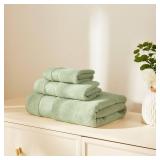 Marvione Bath Towels Set 6 Piece, 100% Turkish Cotton Highly Absorbent and Soft Towels for Bathroom 2 Bath Towels 2 Hand Towels 2 Washcloths, Sage Green