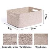 MiniArk Large Storage Baskets for Shelves, Closet Organizers Bins for Clothes Blanket Towels, Baby Nursery, Toy Baskets Box, Woven Rope Baskets, 17 x 13 x 7.5â, 2 Packs Mixed Brown