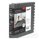 Norsk 25  x 25  Reversible Foam Flooring Gray Wood and Black 9 Tiles - Retail: $71