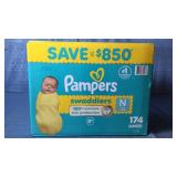 Pampers Swaddlers Diapers  Newborn (Less than 10 Pounds)  174 Count - Retail: $81