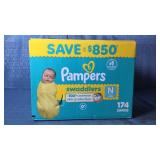 Pampers Swaddlers Diapers  Newborn (Less than 10 Pounds)  174 Count - Retail: $81