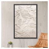 SIGNWIN Framed Canvas Print Wall Art White Paint Brush Stroke Landscape Abstract Geometric Illustrations Modern Art Decorative Shapes Relax/Calm for Living Room, Bedroom, Office - 24\"x36\" Black (5 P
