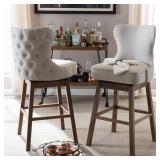 Gradisca Modern And Contemporary Wood Finishing Upholstered Barstools Set Of 2 Light Beige - Baxton Studio -Retail- $328.00