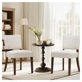 COLAMY Mid Century Modern Dining Chairs Set of 2, Upholstered Kitchen Chairs with Back, Farmhouse Fabric Side Dining Room Chairs with Wood Legs for Dining Room Kitchen Restaurant, Beige -Retail- $150