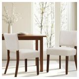 COLAMY Mid Century Modern Dining Chairs Set of 2, Upholstered Kitchen Chairs with Back, Farmhouse Fabric Side Dining Room Chairs with Wood Legs for Dining Room Kitchen Restaurant, Beige -Retail- $150