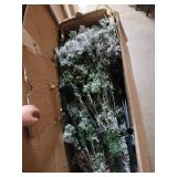 Costway 8 FT Pre-Lit Christmas Tree 3-Minute Quick Shape Flocked Decor with 600 LED Lights