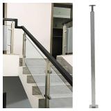 LIUCHONGYANG99 2PCS Glass Railing Post 42\"x2\"x2\" Stainless Steel Satin Finish, for Stairs and Deck handrailsï¼can be Installed on Wood or Concrete Floor. (50MM*50MM, End Post)
