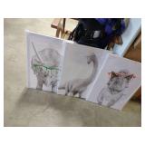 3 Pcs Sketch Dinosaur Nursery Wall Art Minimalist Dinosaur Read Posters Prints Black and White Trex Reading Printing Triceratops Pictures Wall Decor for Boys Room Classroom Library(12X16in Canvas)