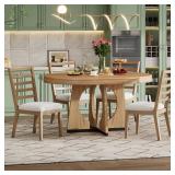 Wantble Retro Rustic Functional Dining Table ,Unique Geometric Design Set Include 1 Extendable Table with a 16-inch Leaf for Dining Room and Kitchen (Natural)