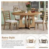Wantble Retro Rustic Functional Dining Table ,Unique Geometric Design Set Include 1 Extendable Table with a 16-inch Leaf for Dining Room and Kitchen (Natural)