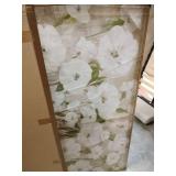 Large Flowers Wall Art for Living Room Natural Wood Float Framed Art White Wildflower Floral Canvas Pictures Vintage Artwork Blossom Canvas Prints for Bedroom Home Office Wall Decor 29\" X 58\"