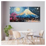 Kepgonegu Large Canvas Wall Art for Living Room Bedroom Blue Van Gogh Wall Art The Same Style Painting Starry Night Mount Fuji Cherry Landscape Modern Hand-painted Oil Painting Size 30x60