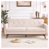Kingfun 77.2\" W Loveseat Sofa, Mid Century Modern Decor Love Seat Couches for Living Room, Button Tufted Upholstered Furniture, Easy to Install Small Couch for Bedroom Office Apartment, Oatmeal