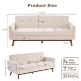 Kingfun 77.2\" W Loveseat Sofa, Mid Century Modern Decor Love Seat Couches for Living Room, Button Tufted Upholstered Furniture, Easy to Install Small Couch for Bedroom Office Apartment, Oatmeal