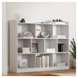 Ebern Designs Cube Bookshelf - Wood Bookcase with 3 Tier Opening