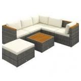 Outdoor Rattan Sofa - Corner Pieces and Coffee Table