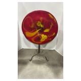 Handcrafted art glass disc with metal Display Stand 25x16