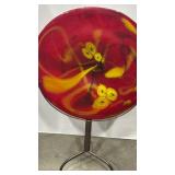 Handcrafted art glass disc with metal Display Stand 25x16