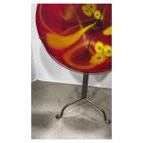Handcrafted art glass disc with metal Display Stand 25x16
