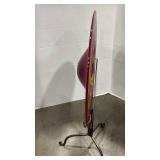 Handcrafted art glass disc with metal Display Stand 25x16