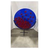 Modern Fused Glass Art Disc with Stand 23x19