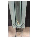 Modern Frosted Glass floor vase with metal stand 40 inches tall