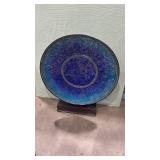 Large Blue Mosaic Decorative disc with Stand 30x24