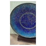 Large Blue Mosaic Decorative disc with Stand 30x24