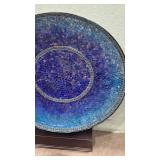 Large Blue Mosaic Decorative disc with Stand 30x24