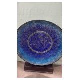Large Blue Mosaic Decorative disc with Stand 30x24