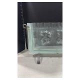 Decorative Glass vase with dancing figures on metal stand 11x1