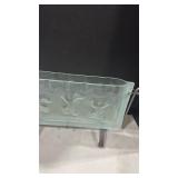 Decorative Glass vase with dancing figures on metal stand 11x1