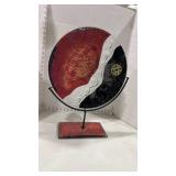 Modern Art Glass Disc display on stand 21 inches tall