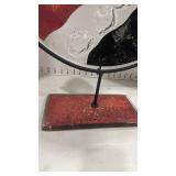 Modern Art Glass Disc display on stand 21 inches tall
