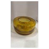 Todd Oldham designed for Lazy Boy round heavy Amber Glass vase 4.5 inches tall opening 4.5 inches
