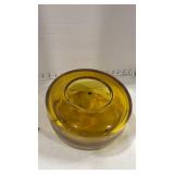 Todd Oldham designed for Lazy Boy round heavy Amber Glass vase 4.5 inches tall opening 4.5 inches