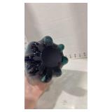 MCM turquoise swung glass vase 12 inches tall