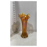Marigold carnival glass vase 10.5 inches tall