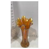 Marigold carnival glass vase 10.5 inches tall