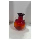 Blenko Amberina ombre glass pitcher 8 inches tall