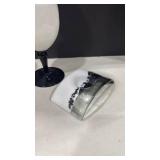 Handmade glass votive holder and milk glass and black vase 13 inches tall