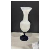 Handmade glass votive holder and milk glass and black vase 13 inches tall