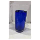 Todd Oldham designed for Lazy Boy heavy cobalt blue vase 12 inches tall opening approx 3 inches