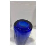 Todd Oldham designed for Lazy Boy heavy cobalt blue vase 12 inches tall opening approx 3 inches